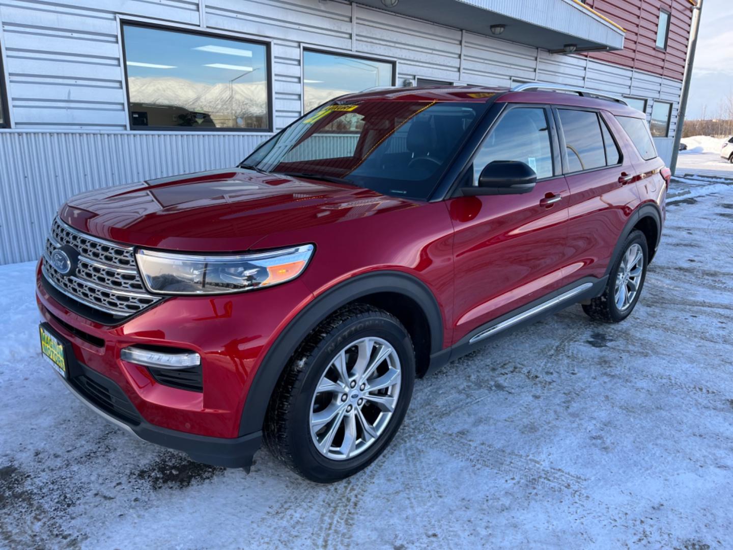 2021 Red /black leather Ford Explorer Limited AWD (1FMSK8FH7MG) with an 2.3L L4 DOHC 16V engine, 10A transmission, located at 1960 Industrial Drive, Wasilla, 99654, (907) 274-2277, 61.573475, -149.400146 - Photo#0